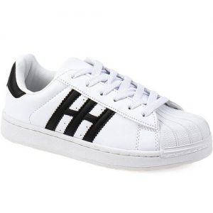 Γυναικεία sneakers με ρίγες Λευκό/Μαύρο